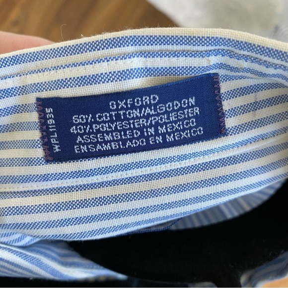 Stafford Men's Oxford Long Sleeve Button Down Dress Shirt Size 35 Classic Stripe - Picture 4 of 6